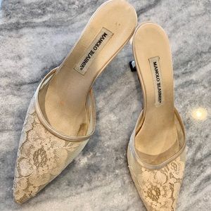 Manolo Blahnik Lace Mules